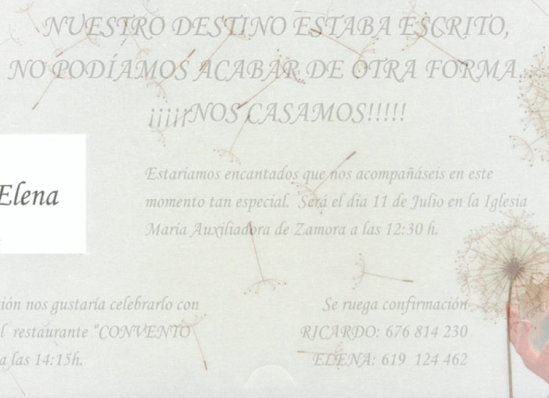 Invitacion de ricardo y Elena