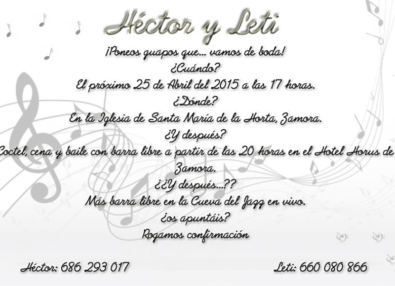 Invitación de Héctor y Leti